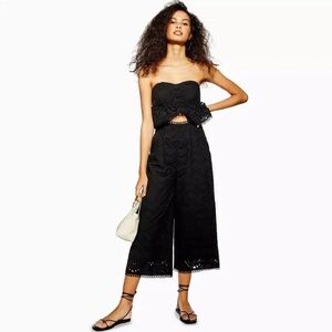 Topshop Black Lace Strapless Jumpsuit